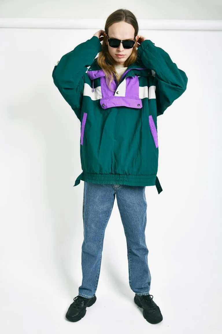 90s green ski rain coat jacket