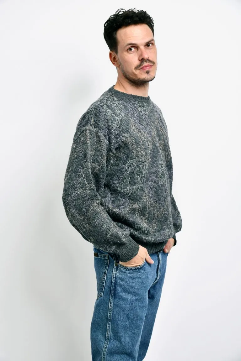 90s vintage sweater grey multi