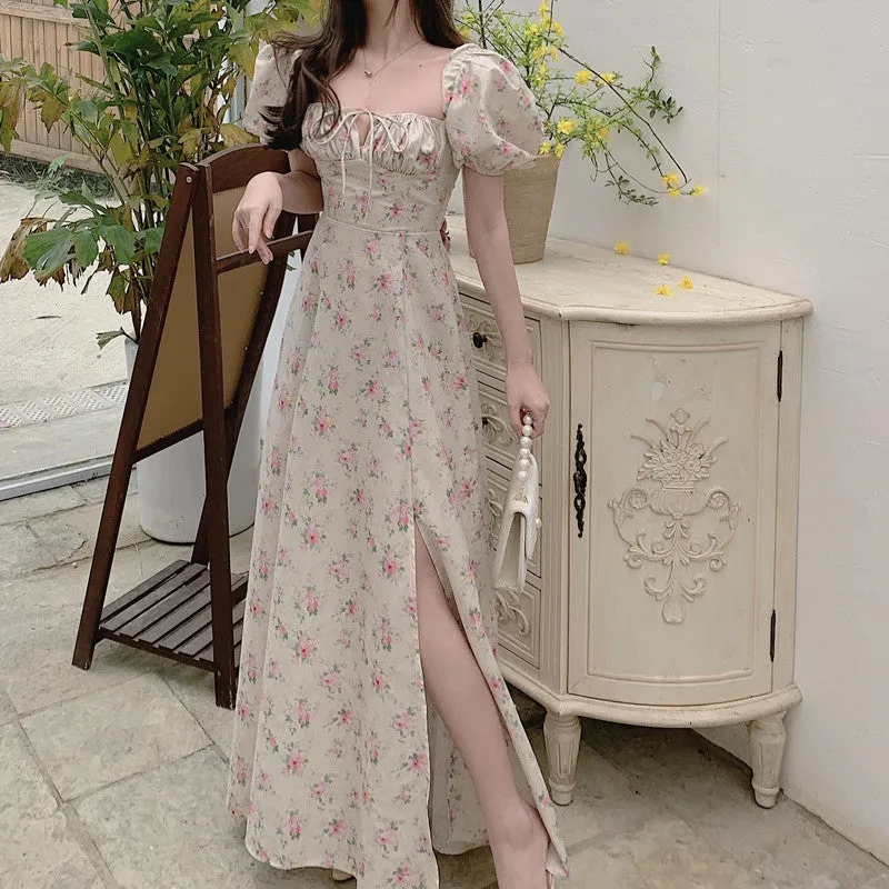 Aria Vintage-Floral Cottage Fairy Maxi Dress