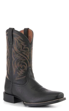 Ariat Men's Sport Herdsman Black Deertan Punchy Toe Cowboy Boots