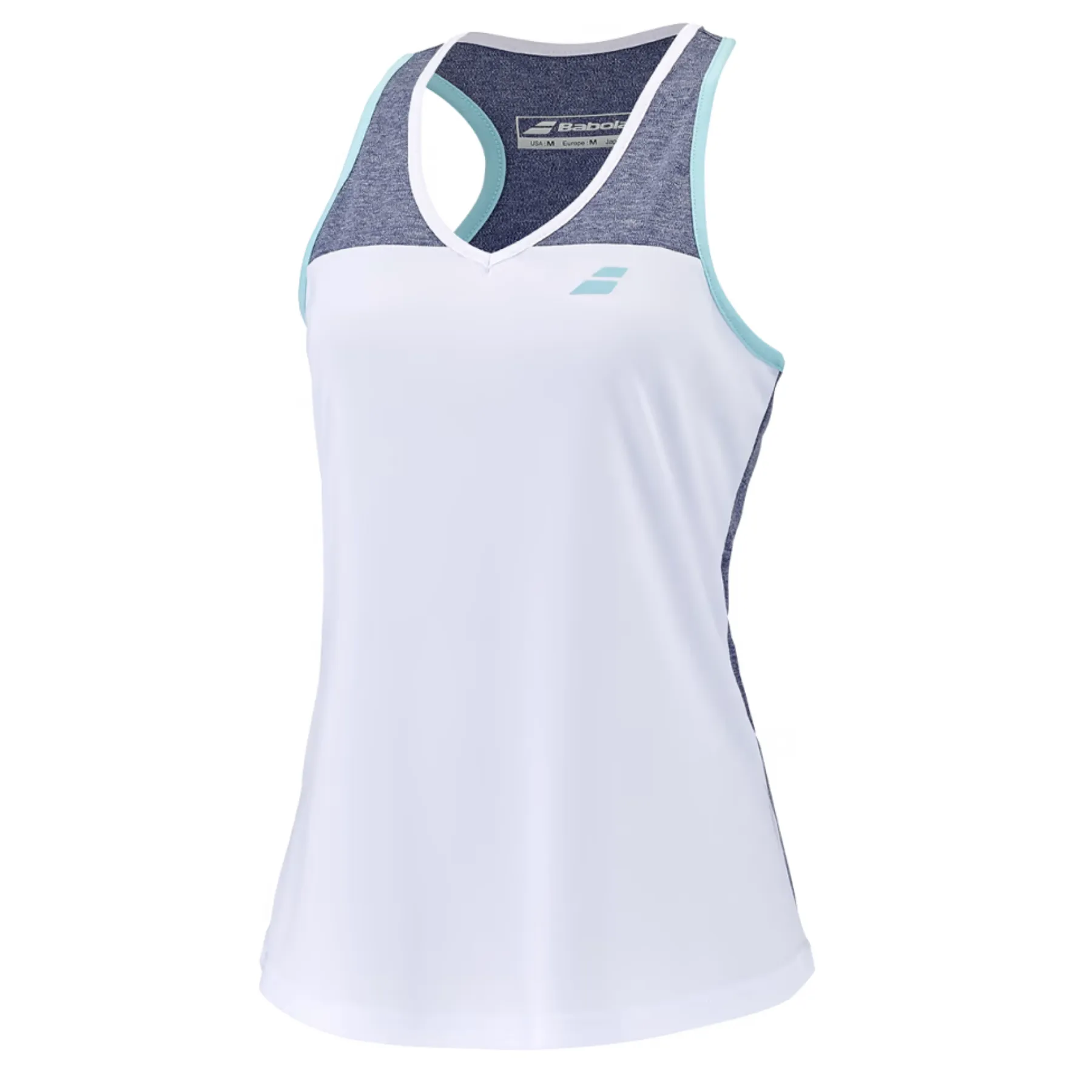 Babolat Play Tank Girl Top 1079 - White/Blue Heather