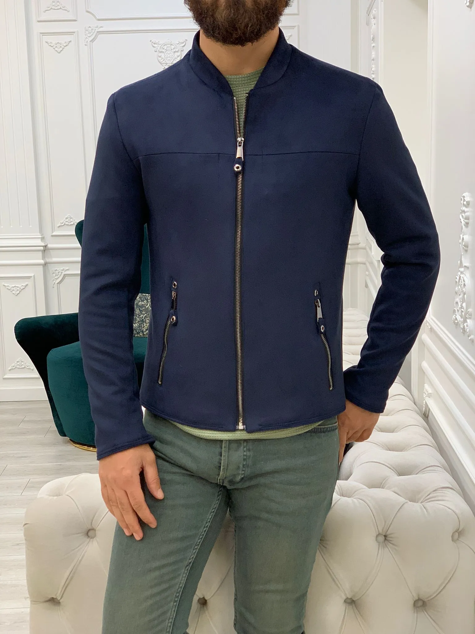 Bari Slim Fit Navy Blue Jacket