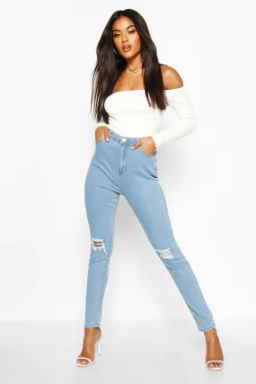 Basics High Waist Distressed Skinny Jeans