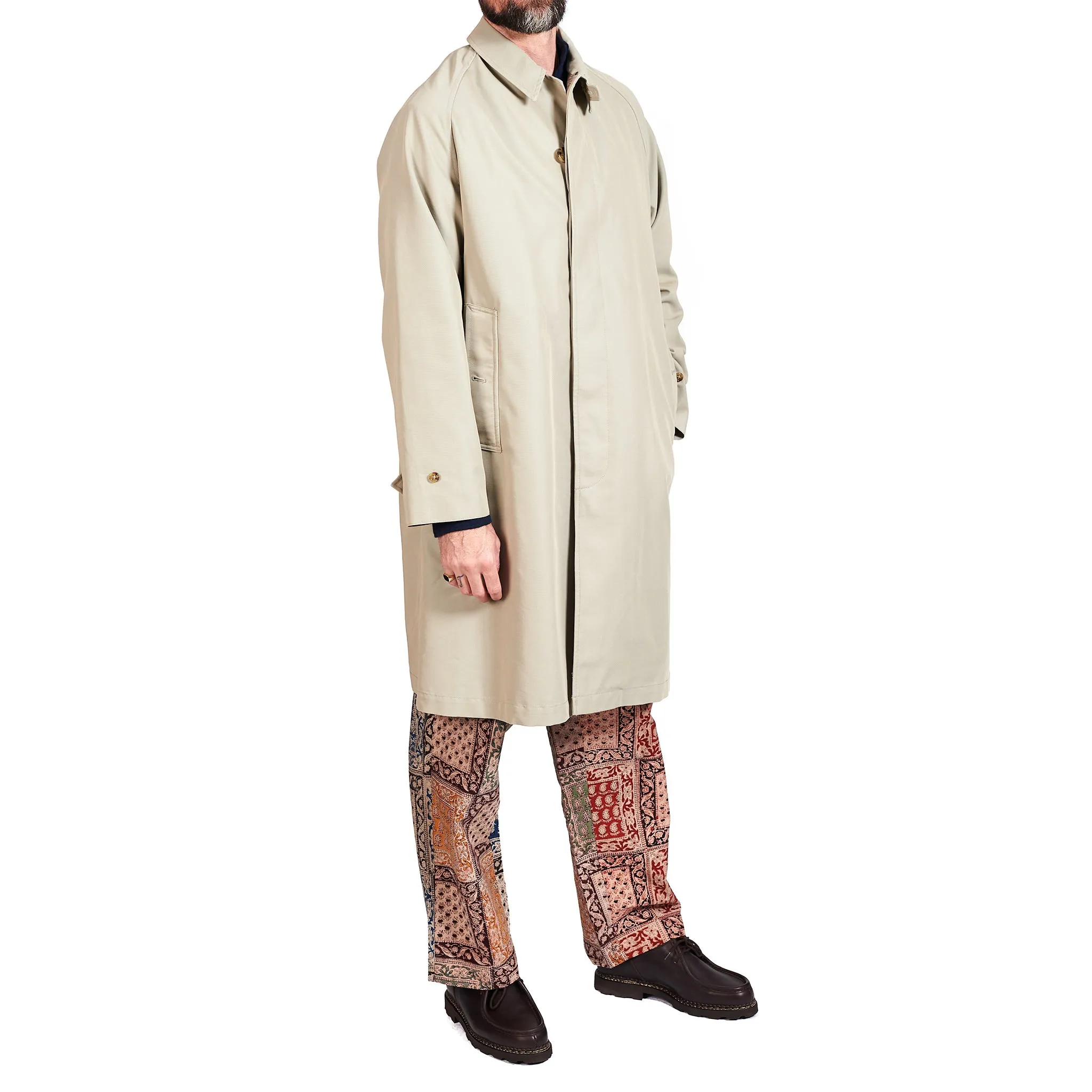 Beams Plus Balmacaan Collar Coat Tetoron/Cotton Gabardine Beige