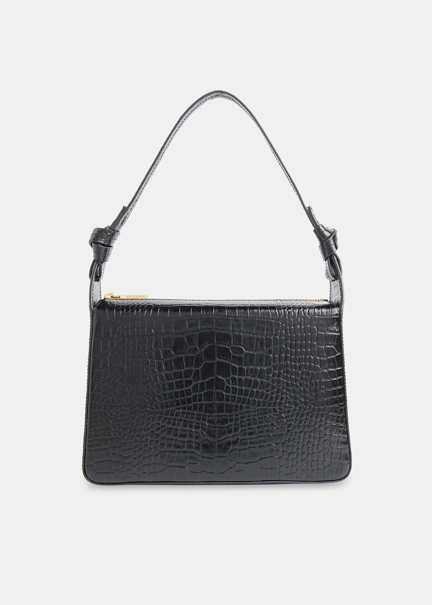 Black Erica Croc Shoulder Bag