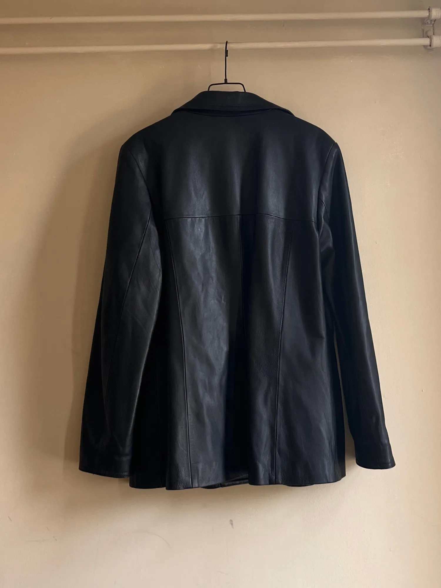 Black Leather Coat - L/XL | Vintage