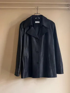 Black Leather Coat - L/XL | Vintage