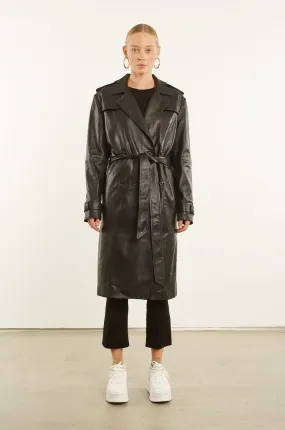 Black Leather Trench Coat