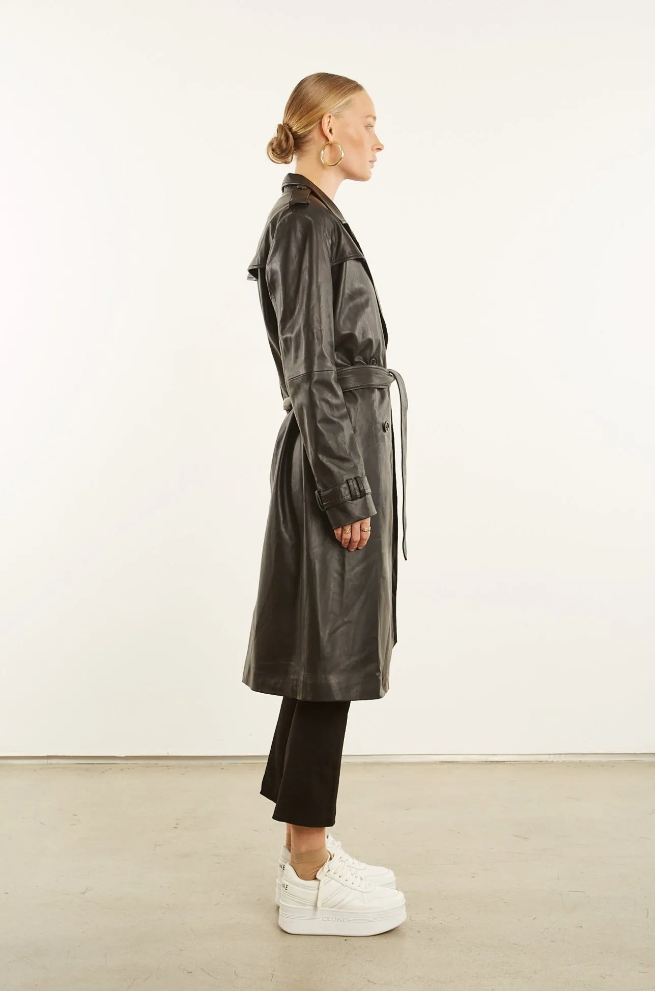 Black Leather Trench Coat