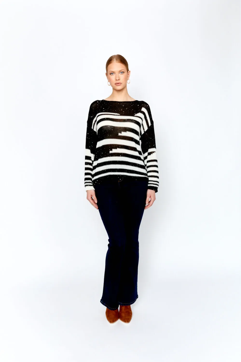 Black/Off White Knit Sweater with beading