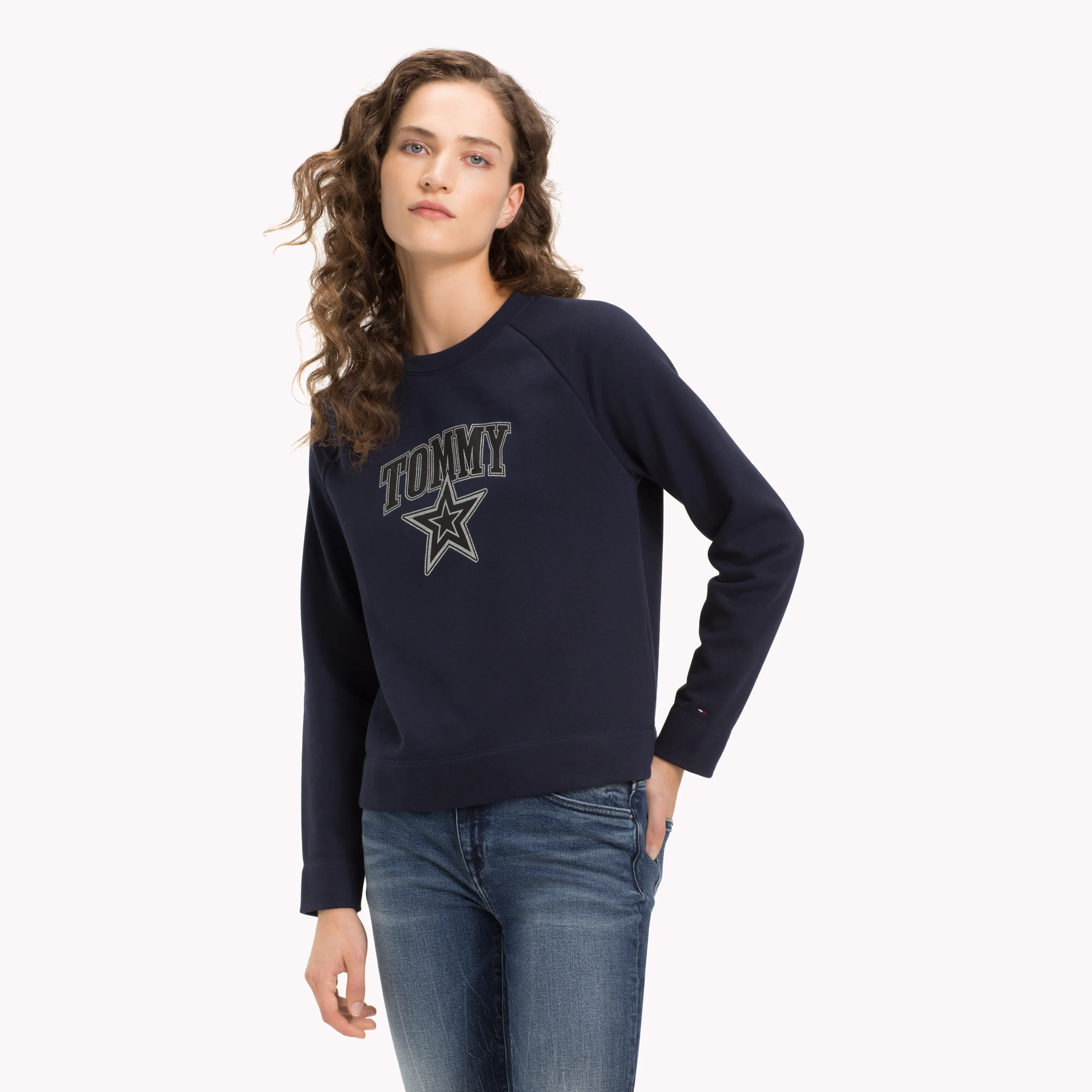 Blue Crew Neck Logo Sweatshirt | Sweatshirts & Hoodies | Tommy Hilfiger