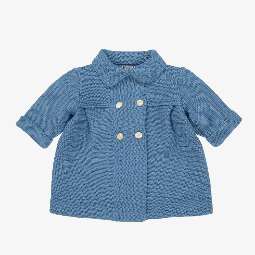 Blue Knitted Baby Coat