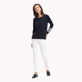 Blue Regular Fit Stripe Sleeve Jumper | Sweatshirts & Hoodies | Tommy Hilfiger