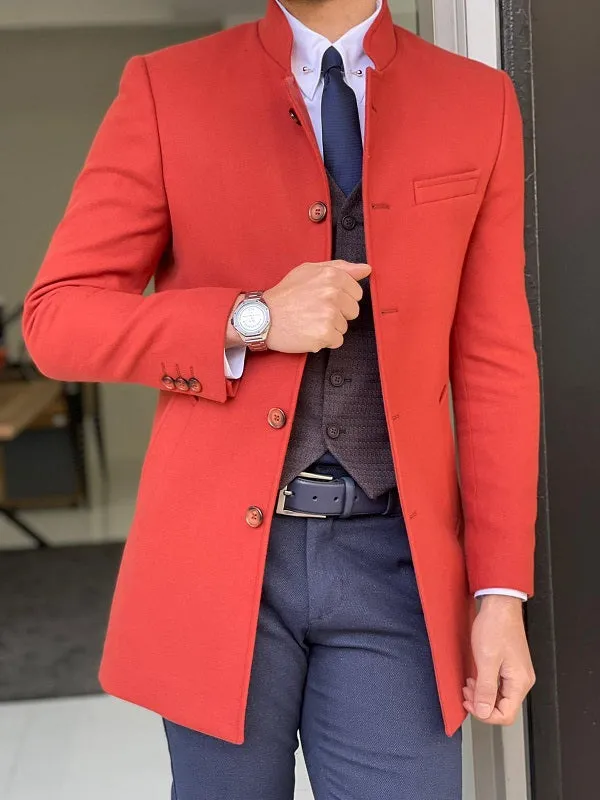 Bojo Tile Slim Fit Judge Collar Wool Long Coat