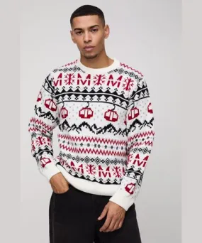 boohoo Mens Regular Fit Man Fairisle Christmas Sweater