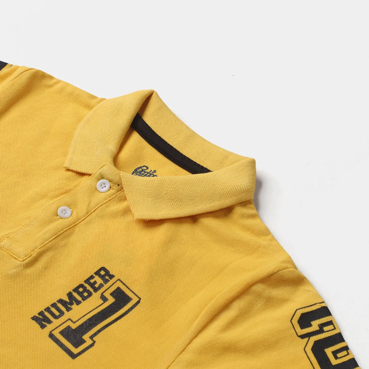 Boys Cotton PK Polo Number 1-Daffodil