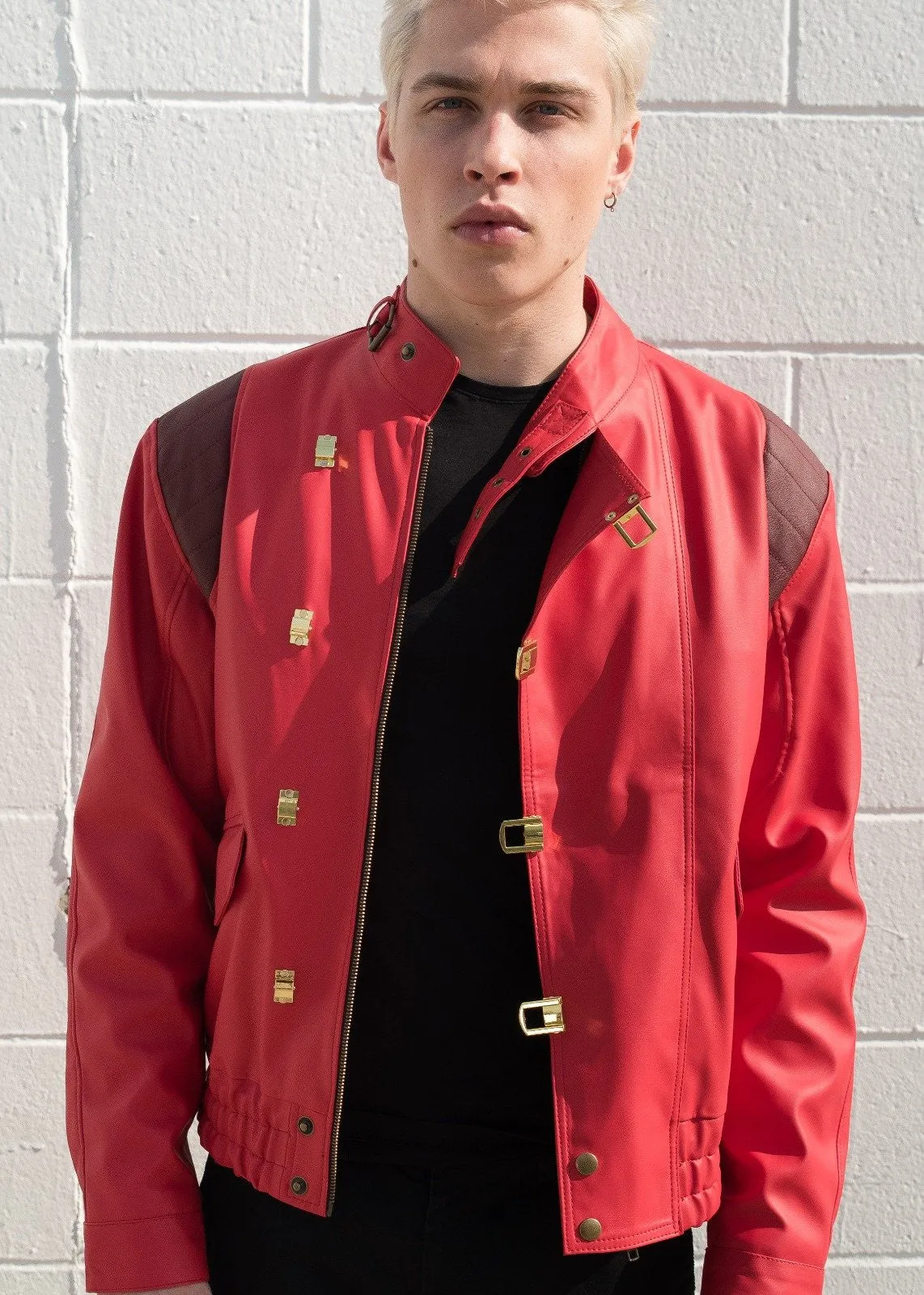 Buy Mens Akira Kaneda Red Leather Biker Jacket | LucaJackets