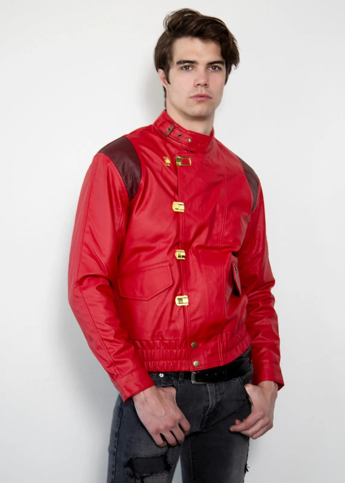 Buy Mens Akira Kaneda Red Leather Biker Jacket | LucaJackets