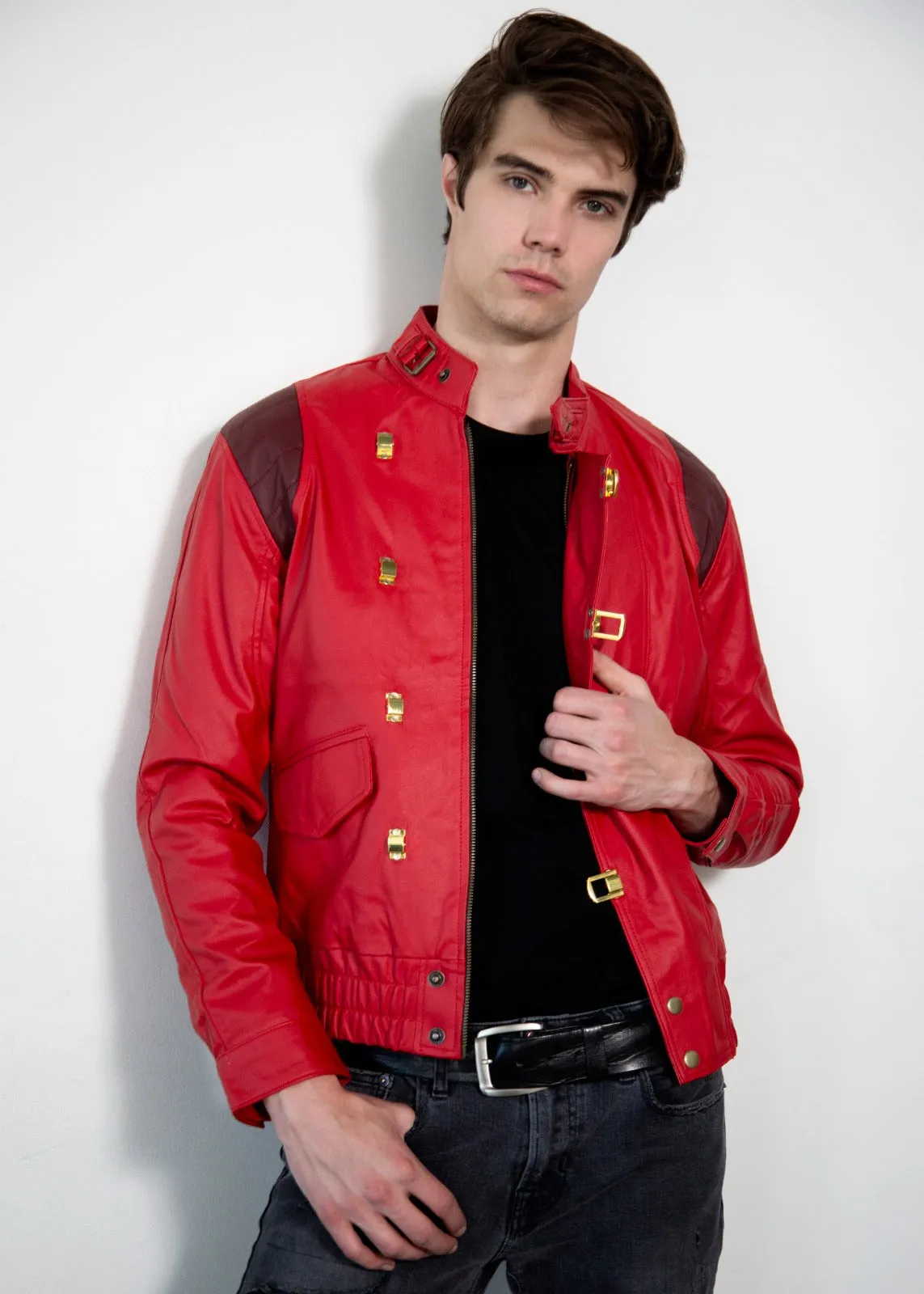 Buy Mens Akira Kaneda Red Leather Biker Jacket | LucaJackets