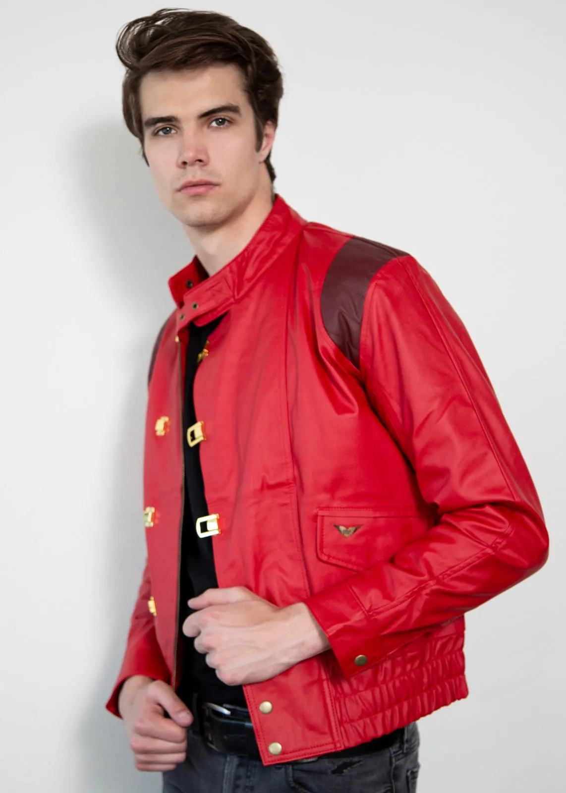 Buy Mens Akira Kaneda Red Leather Biker Jacket | LucaJackets