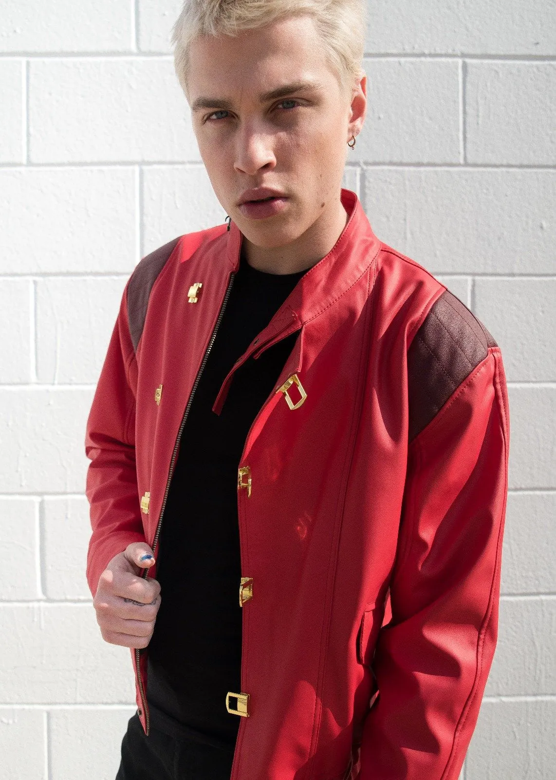 Buy Mens Akira Kaneda Red Leather Biker Jacket | LucaJackets