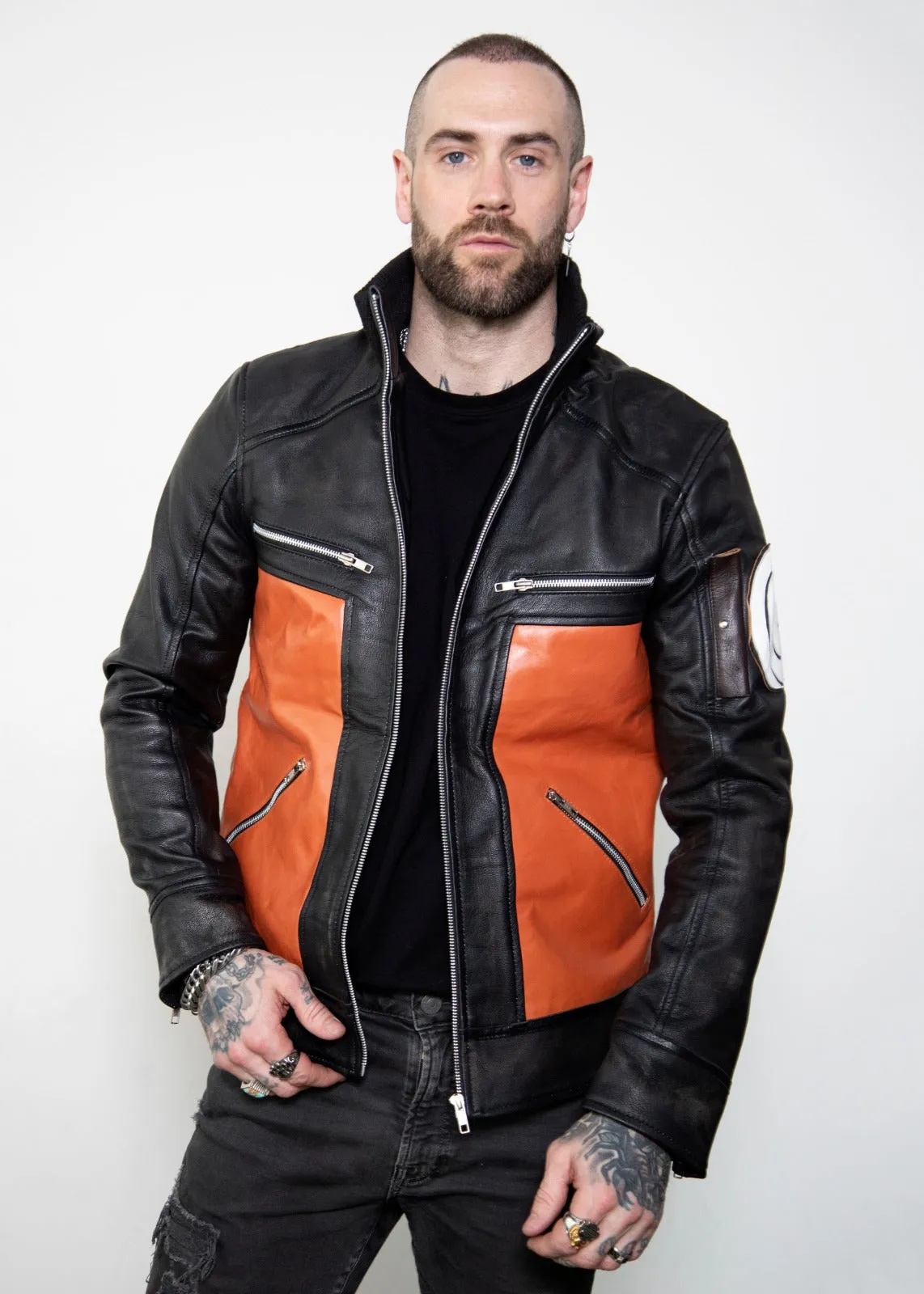 Buy Mens Naruto Shippuden Orange Ninja Bomber Leather Jacket