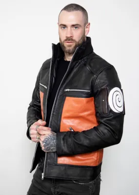 Buy Mens Naruto Shippuden Orange Ninja Bomber Leather Jacket