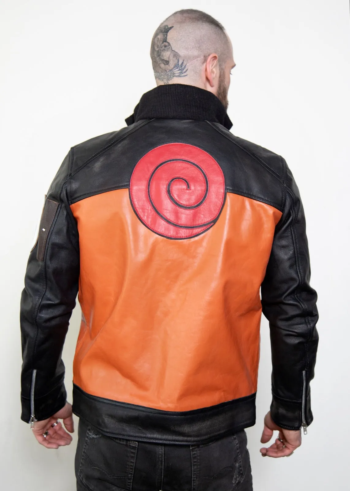 Buy Mens Naruto Shippuden Orange Ninja Bomber Leather Jacket