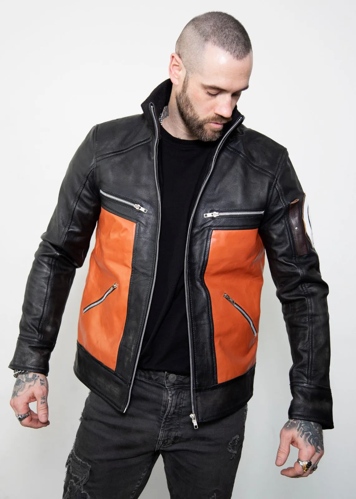 Buy Mens Naruto Shippuden Orange Ninja Bomber Leather Jacket