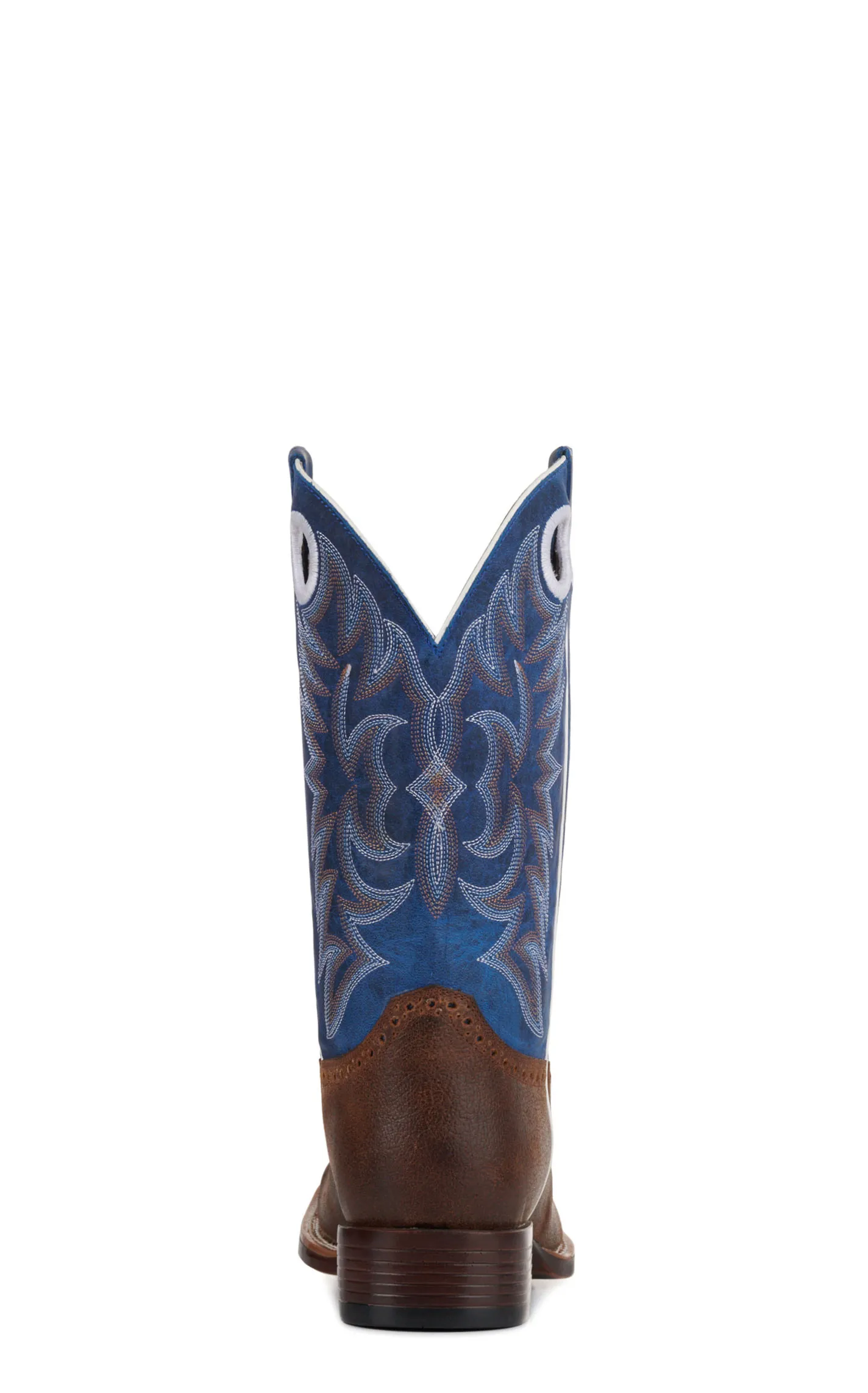 Cavender's Men's Tobacco and Blue Feather Weight Wide Square Toe Cowboy Boots