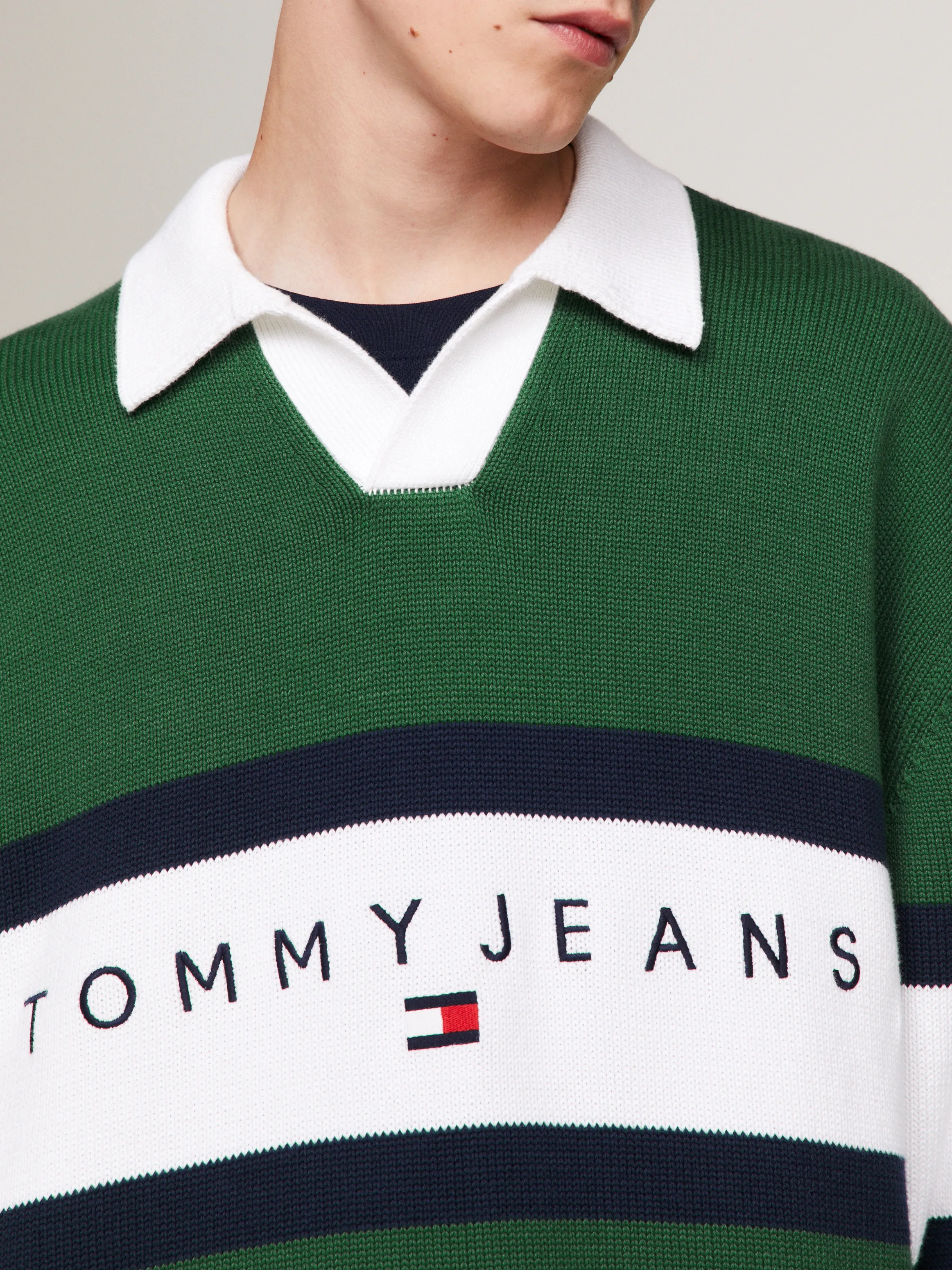 Colour-Blocked Trophy Neck Rugby Jumper | Sweatshirts & Hoodies | Tommy Jeans