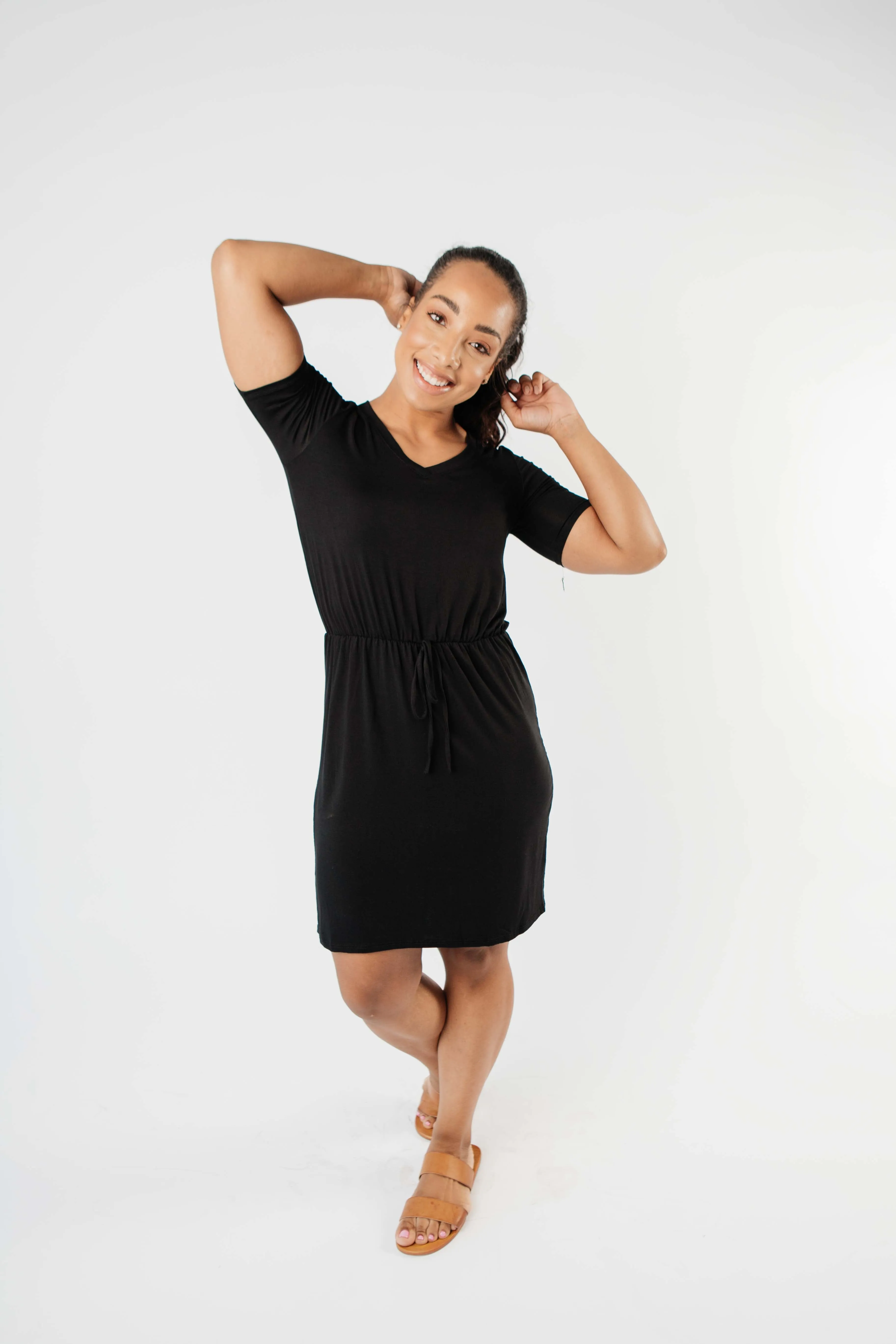 Cute Comfort Dress In Black - On Hand