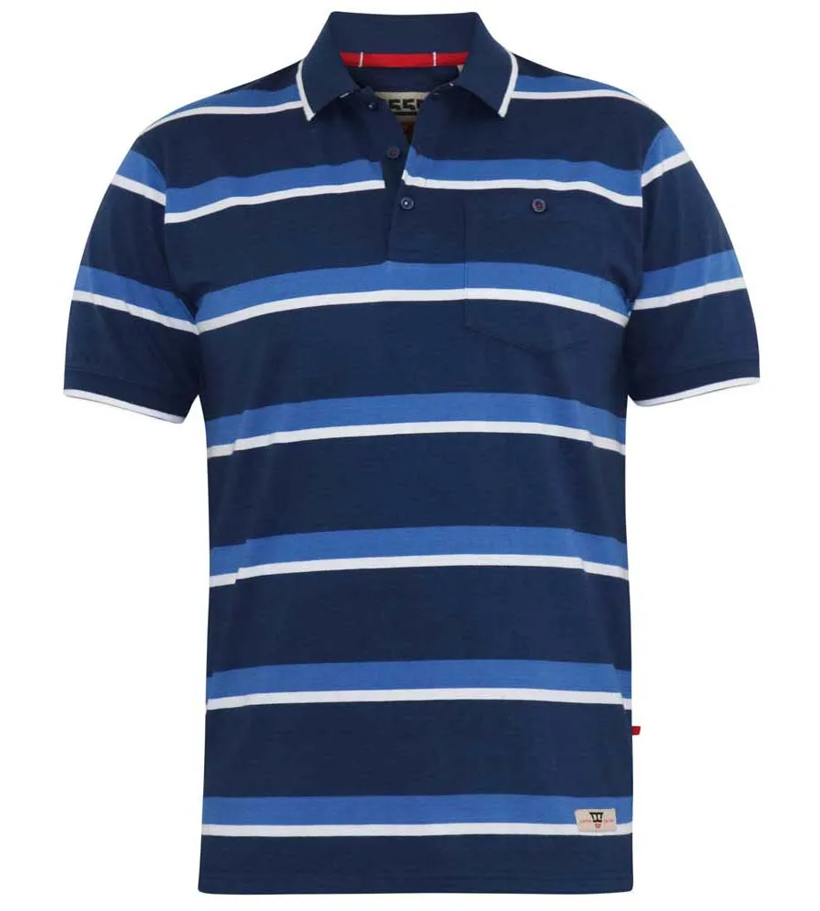 D555 Big Mens Jersey Polo Shirt With Full Stripe (HOBSON)