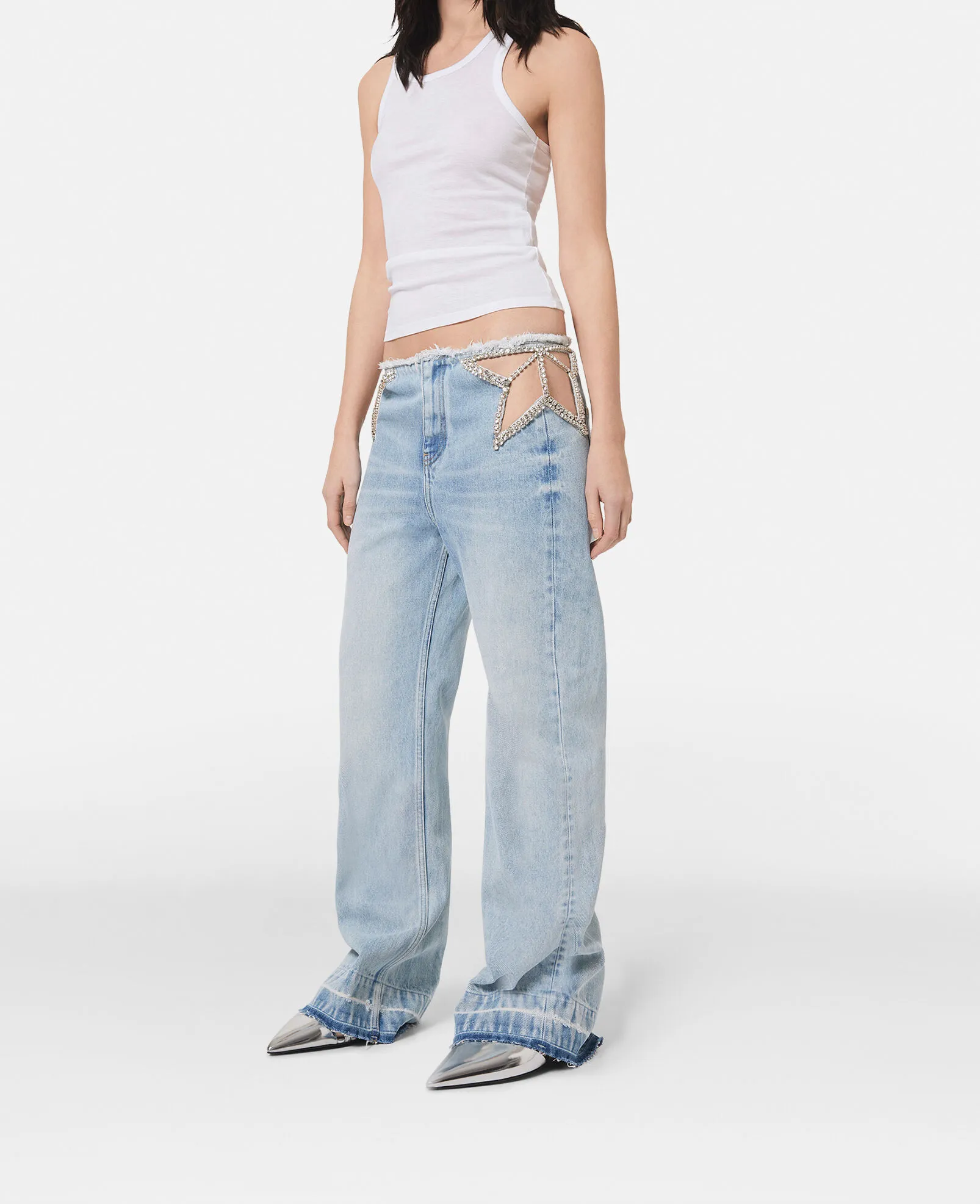 Diamanté Star Wide Leg Jeans