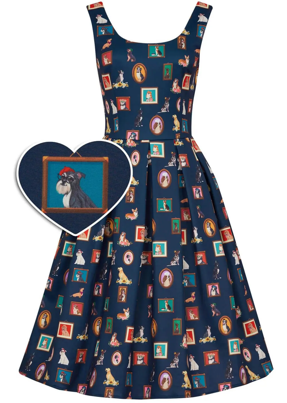 Dolly & Dotty Amanda Dogframe 50's Swing Dress Blue