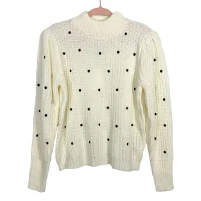 English Factory Cream and Black Polka Dot Mock Neck Sweater NWT- Size M