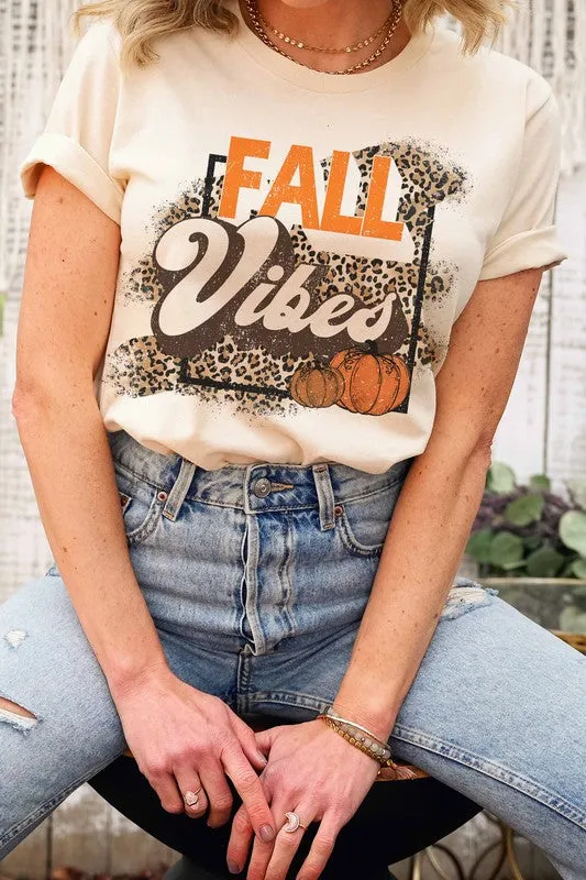 FALL VIBES PUMPKIN LEOPARD GRAPHIC TEE PLUS SIZE