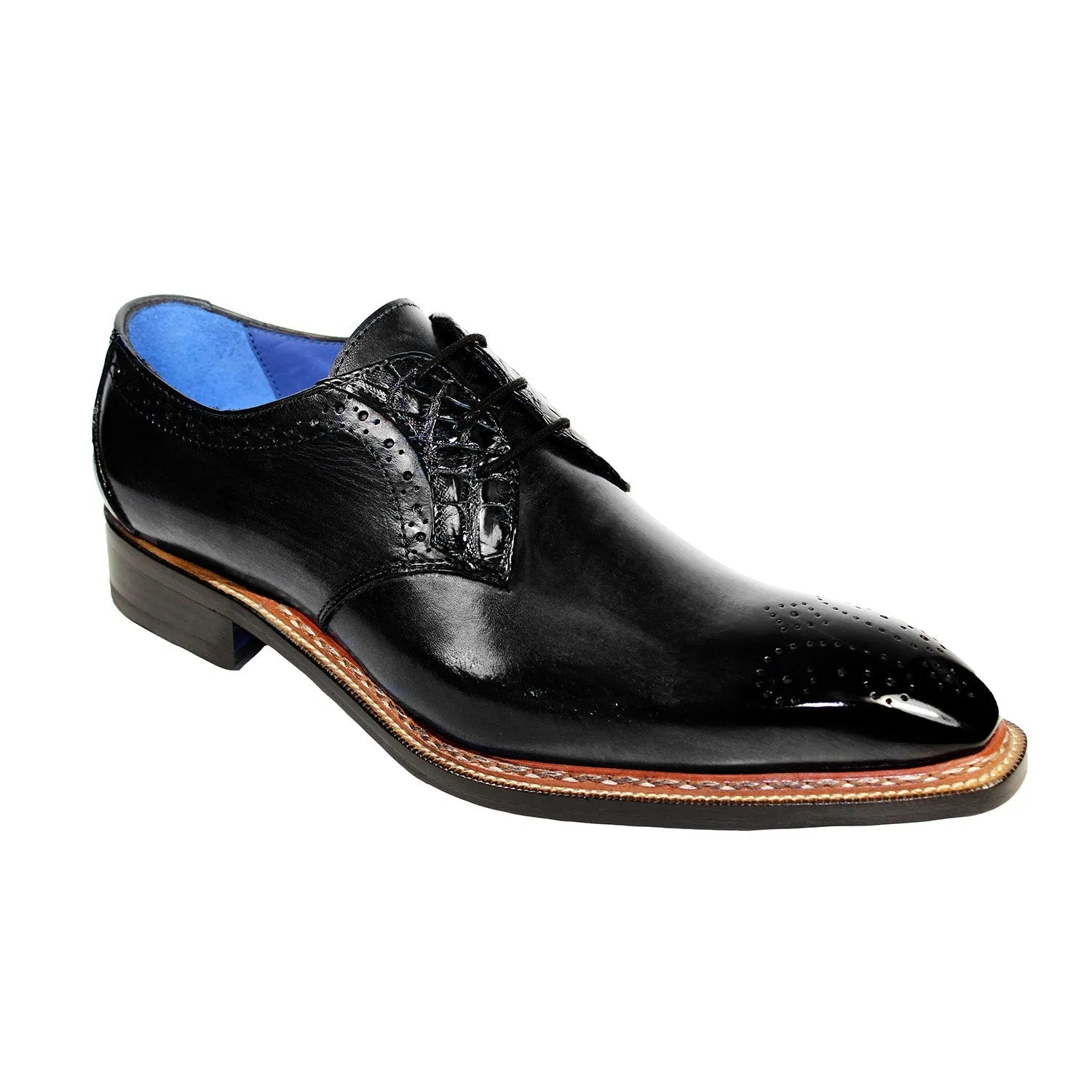 Fennix Tyler Men's Shoes Black Alligator/Calf Leather Exotic Oxfords (FX1064)