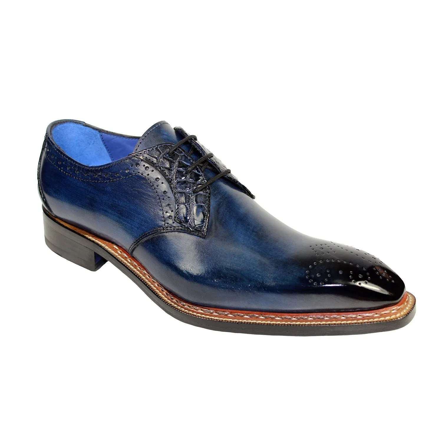 Fennix Tyler Men's Shoes Navy Calf Leather/Alligator Exotic Oxfords (FX1067)