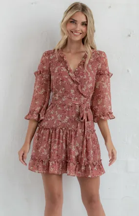 Floral 3/4 Sleeve Dress with Frill Details (SDR760A)