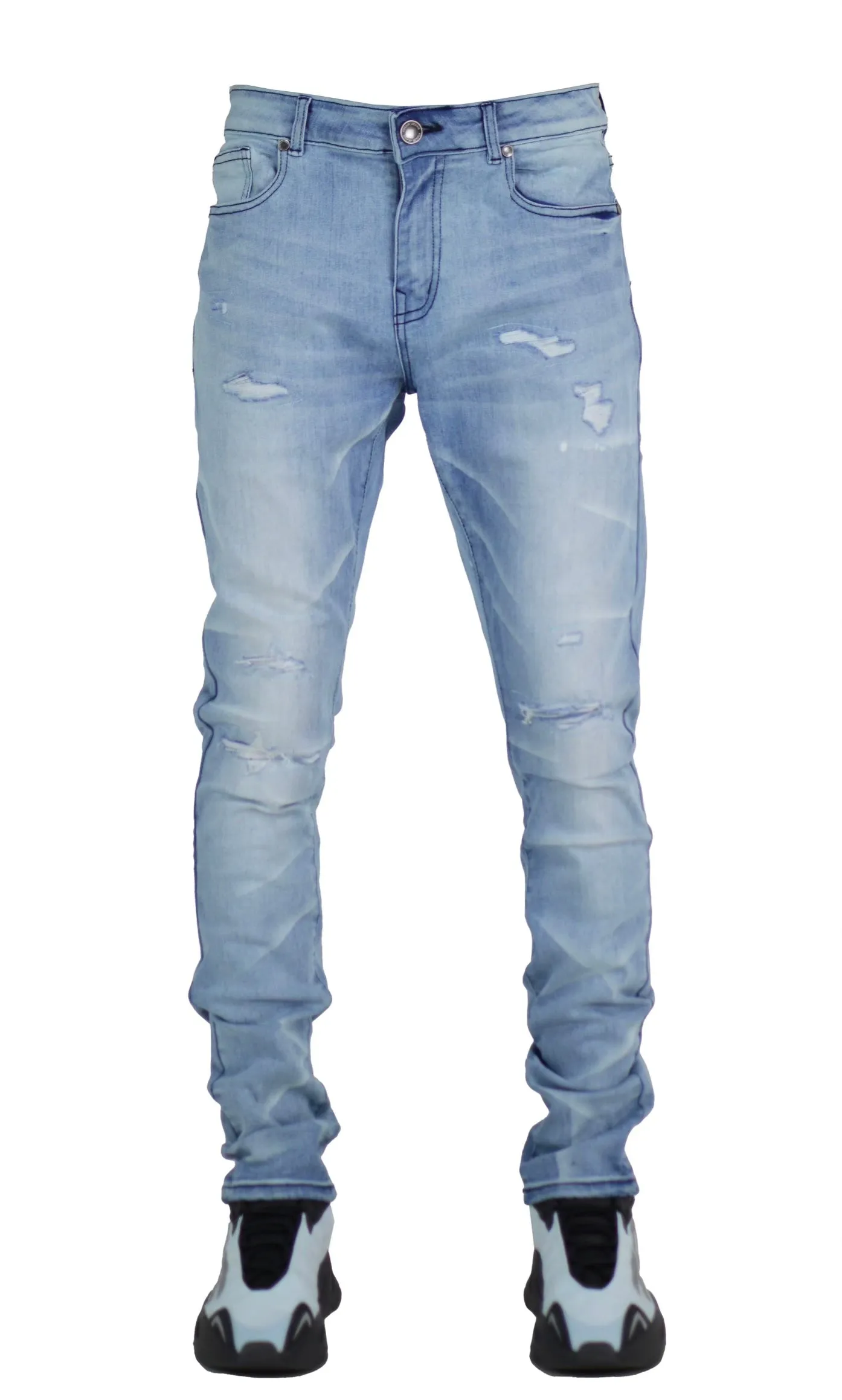 Focus Denim Marble Rip & Repair Ice Blue Jeans 5246