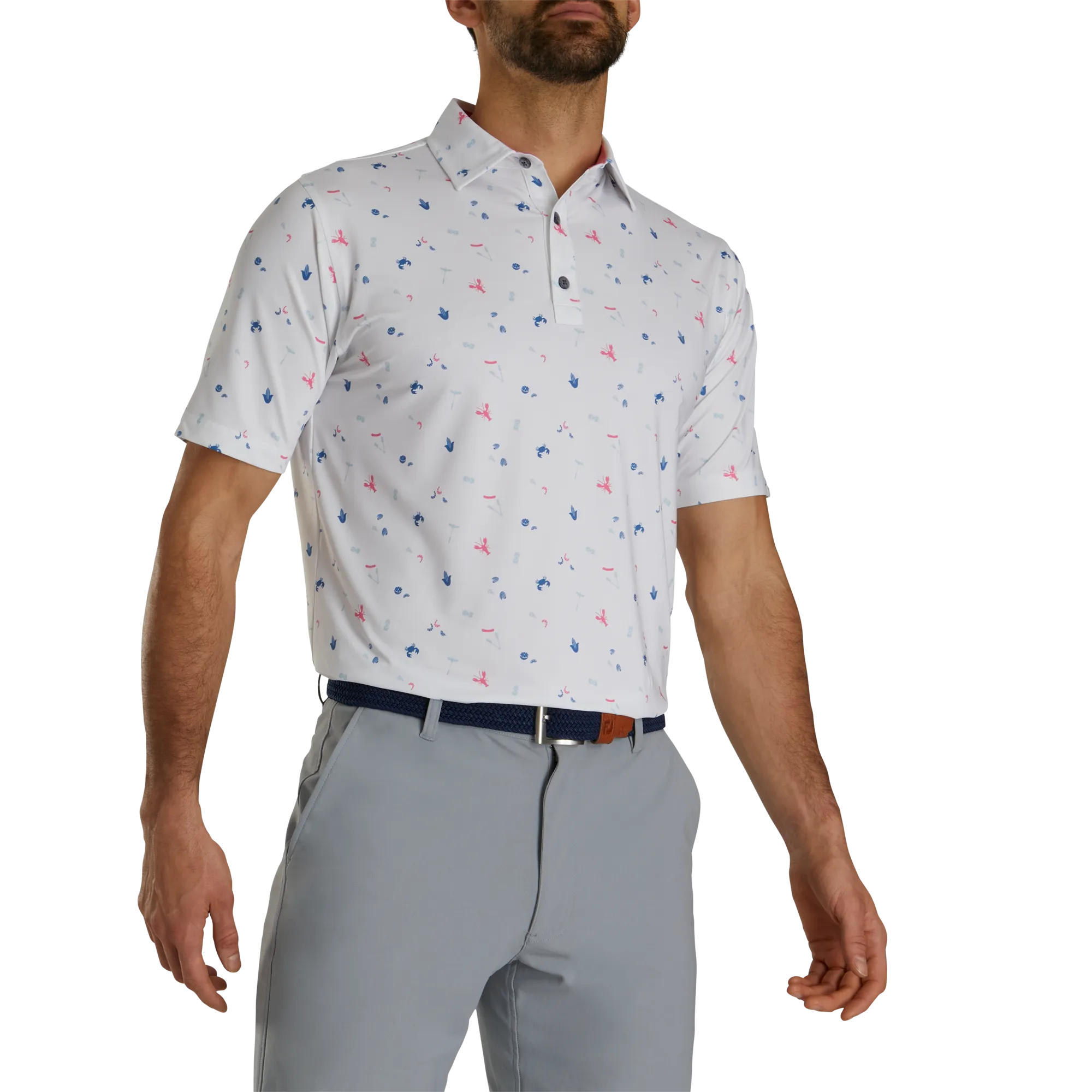 FootJoy Clam Bake Print Lisle Self Collar Polo