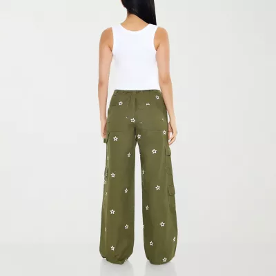 Forever 21 Embroidered Womens Mid Rise Straight Cargo Pant-Juniors