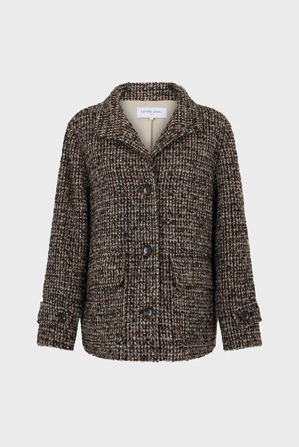 Gerard Darel LEONTINE SHORT CHECKERED COAT