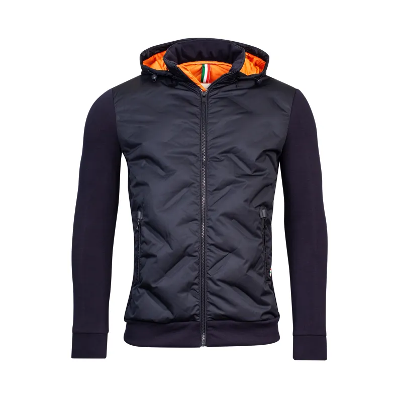 Giordano HYBRID DOWN BOMBER WITH REMOVEABLE HOOD 322628 Navy Orange Trim