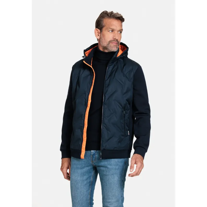 Giordano HYBRID DOWN BOMBER WITH REMOVEABLE HOOD 322628 Navy Orange Trim