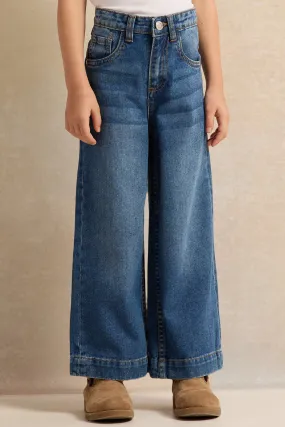 Girls Blue Wide Leg Jeans