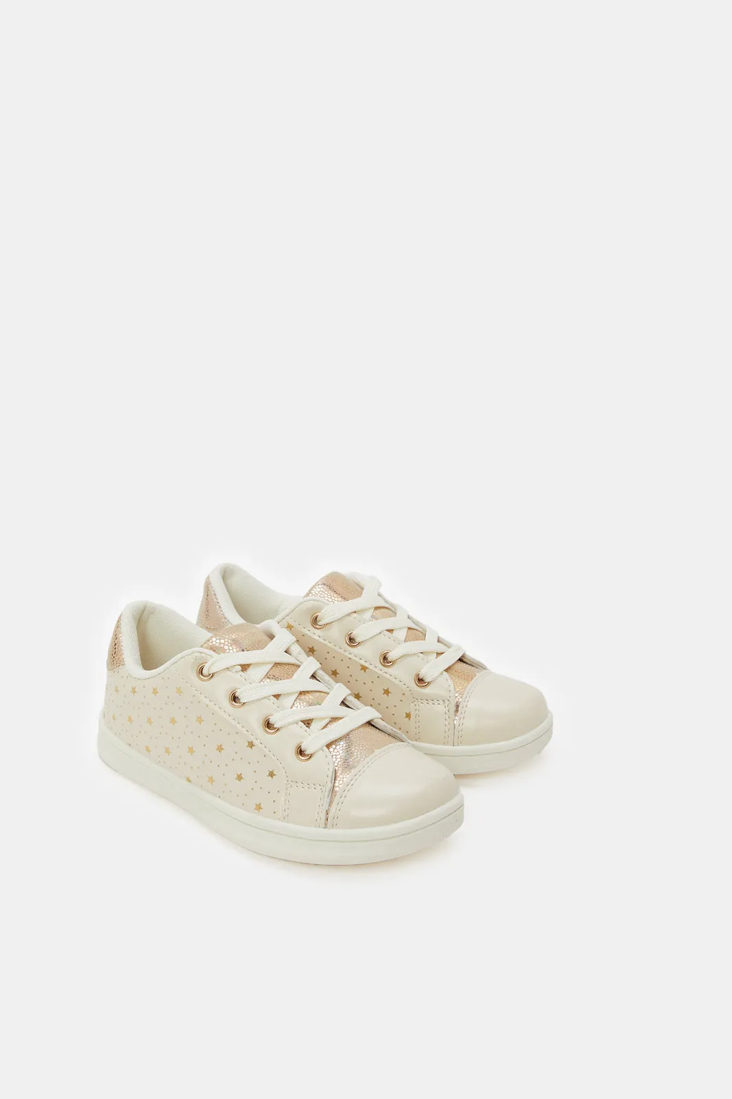 Girls Gold Laser Cut Sneaker