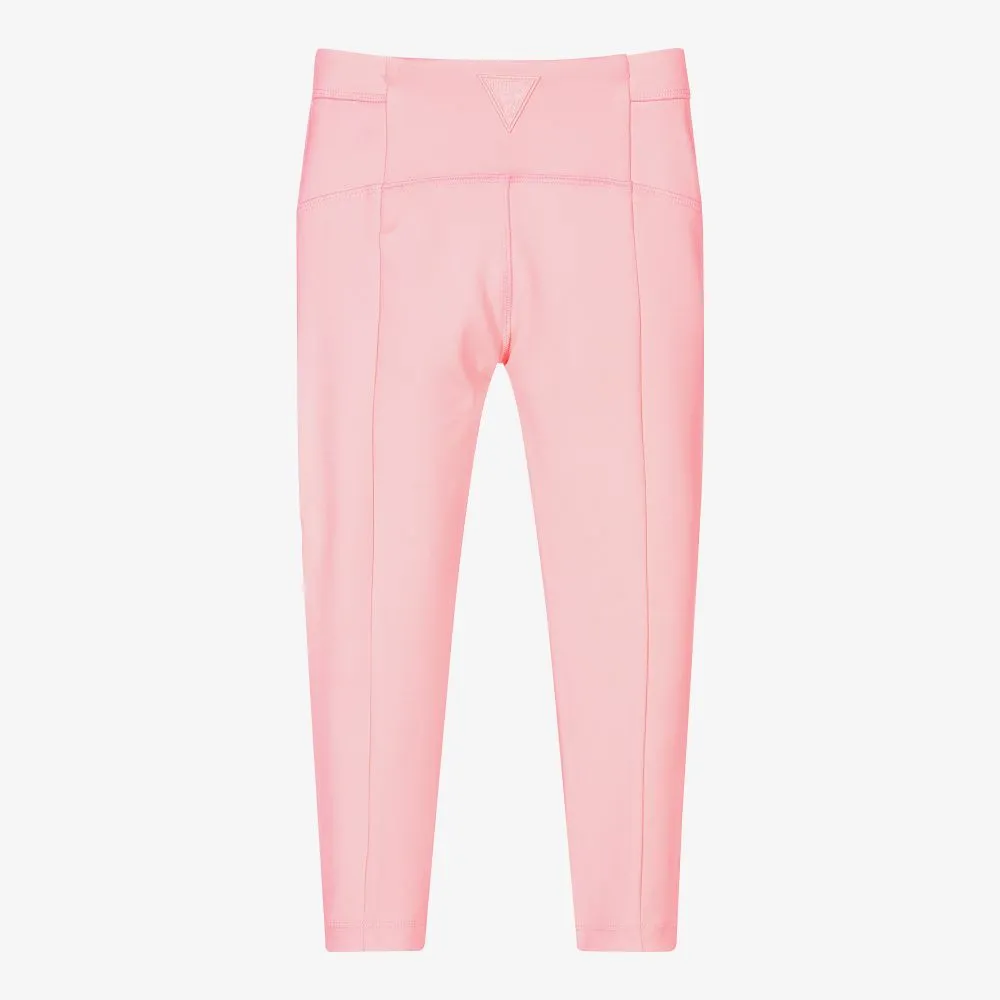 Girls Neon Pink Logo Leggings