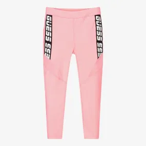 Girls Neon Pink Logo Leggings